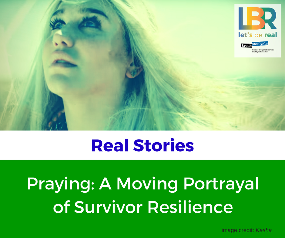 pictured Kesha. blog title - a moving portrayal of survivor resilience
